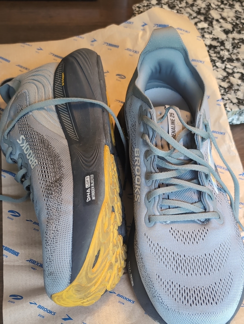 Brooks Men's Running Shoes in Light Blue/ Gray with Yellow Outsole
